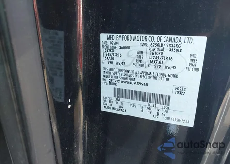 2004 Ford F-150 Heritage Xl/Xlt from USA, damaged, VIN 2FTRX18W04CA59968